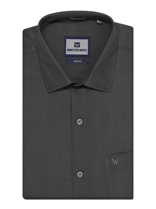 Mens Cotton Regular Fit Charcoal Colour Shirt Remo-36 / H/S / Charcoal