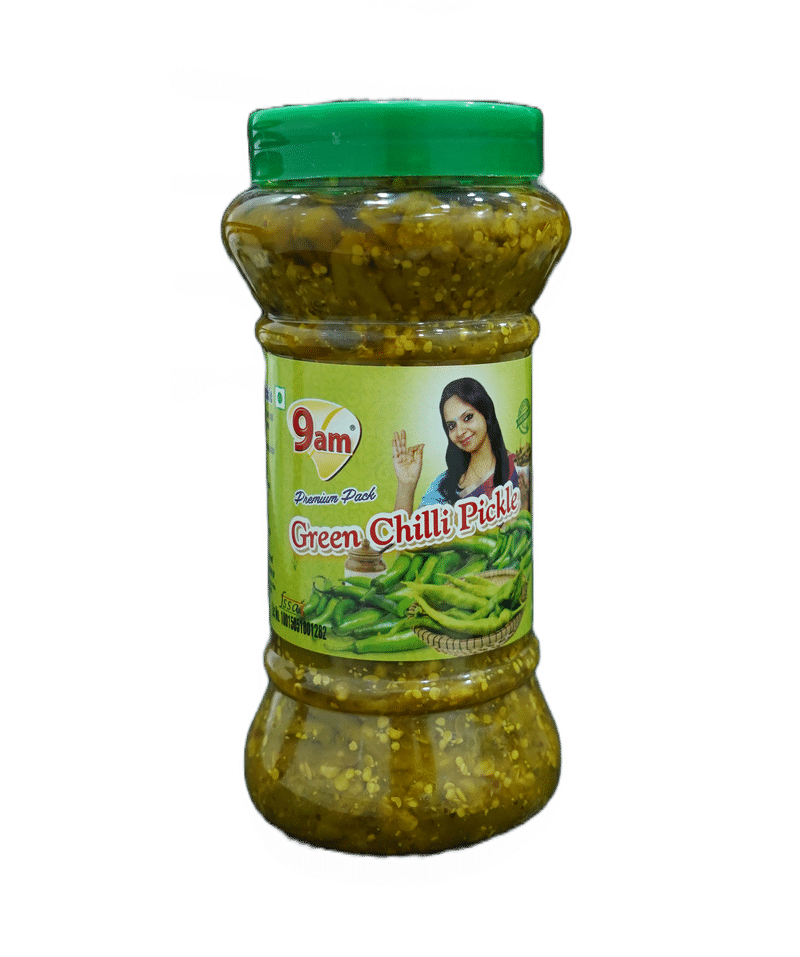 9am Green Chilli Pickle, 450 gm