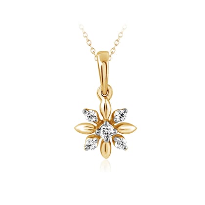 Senco Gold 14K Yellow Gold A Pretty Jasmine Diamond Pendant (Gold Weight - 0.8 g / 0.1 carat / HI-SI)
