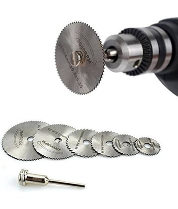 DIY Crafts Metal HSS Circular Saw Blades Set Cutting Discs for Rotary Tool -6 Pieces(5 Blades, 1 Pin)
