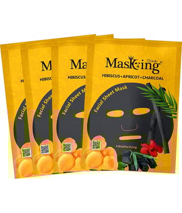 Masking Diva Hibiscus, Apricot and Charcoal Face Sheet Mask Masks 125 ml Pack of 4