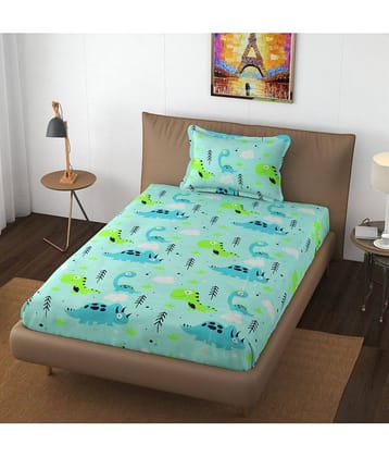 Apala Microfiber Animal Single Bedsheet with 1 Pillow Cover - Green
