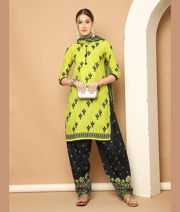 wonder weave Women Cotton Blend Printed Straight Kurti With Patiala Salwar ( Yellow )