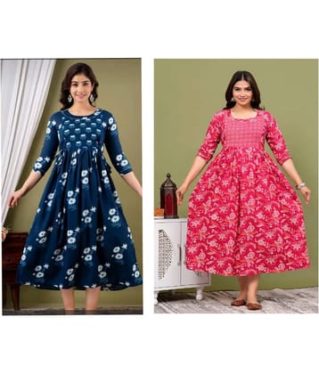 Nevisha Style Multi Color Cotton Women's Maternity Dress ( Pack of 2 )