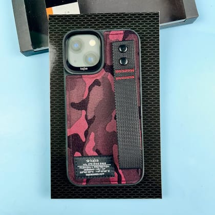 Premium Quality Cordura Material Military Design Silicone Mobile Back Cover for Apple Iphone 14 (outer box damage)-Red