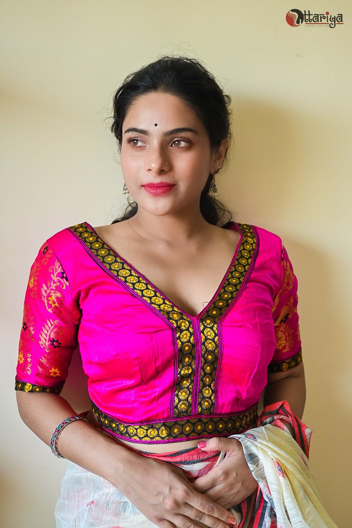 Magenta Silk Designer Blouse-XL