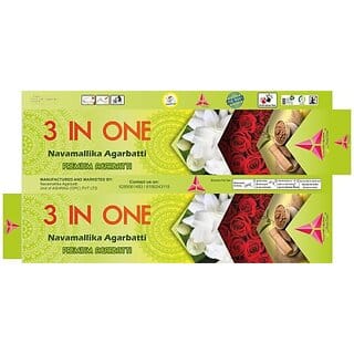 Navamallika Agarbatti 3 In 1 Multi Fragnance, Chandan, Mogra, Rose (36, Set Of 5)