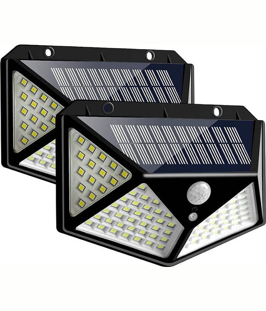 MR Outdoor Wall  100 Led Solar Motion Sensor Light Black - Pack of 2