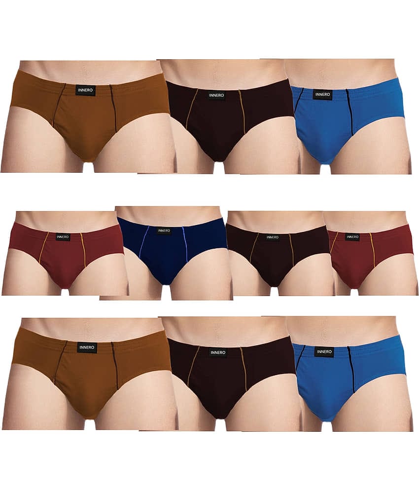 INNERO Pack of 10 Cotton Briefs For Men's ( Multicolor )