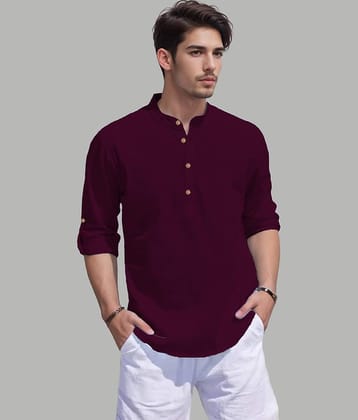 UNI VIBE Magenta Cotton Blend Men's Shirt Style Kurta ( Pack of 1 )