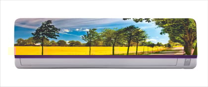 DreamKraft Beautiful Yellow Field Trees Abstract Nature AC Sticker (Multicolor PVC Vinyl, 30cm X 91cm)