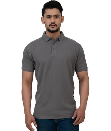 Cotstyle Pack of 1 Cotton Blend Regular Fit Solid Half Sleeves Men's Polo T Shirt ( Grey )