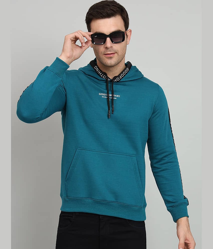 OGEN Cotton Blend Hooded Men's Sweatshirt - Teal ( Pack of 1 )