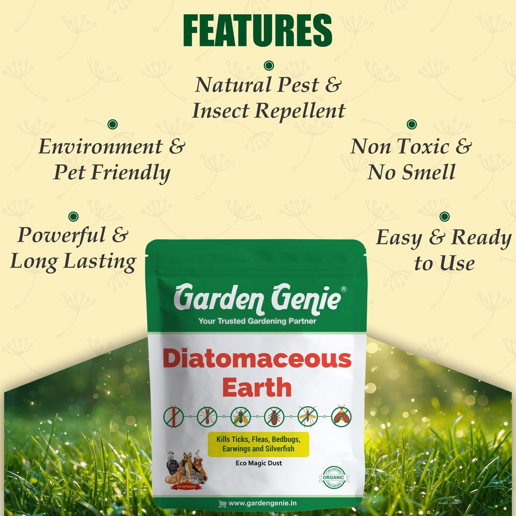 Garden Genie 100% Natural Diatomaceous Earth Powder 380g I Insect Control for Plants I Effective Against Dog Ticks & Flea, Cockroach, Bedbugs, Ants etc | Organic Pest Control for Your Home & Garden