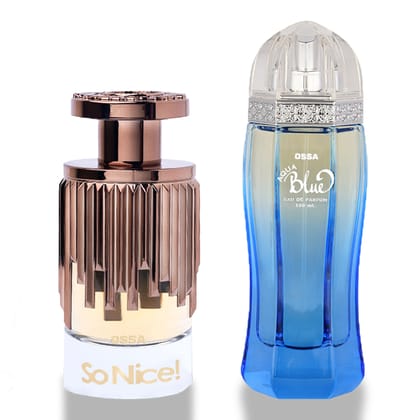 Ossa So Nice Eau De Parfum 100ml And Aqua Blue Eau De Parfum 100ml Long Lasting Perfume Combo For Men And Women (Pack of 2)