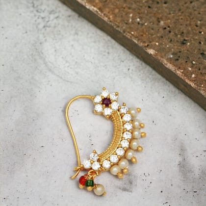 Gold-Plated  Stoned-Studded Nath