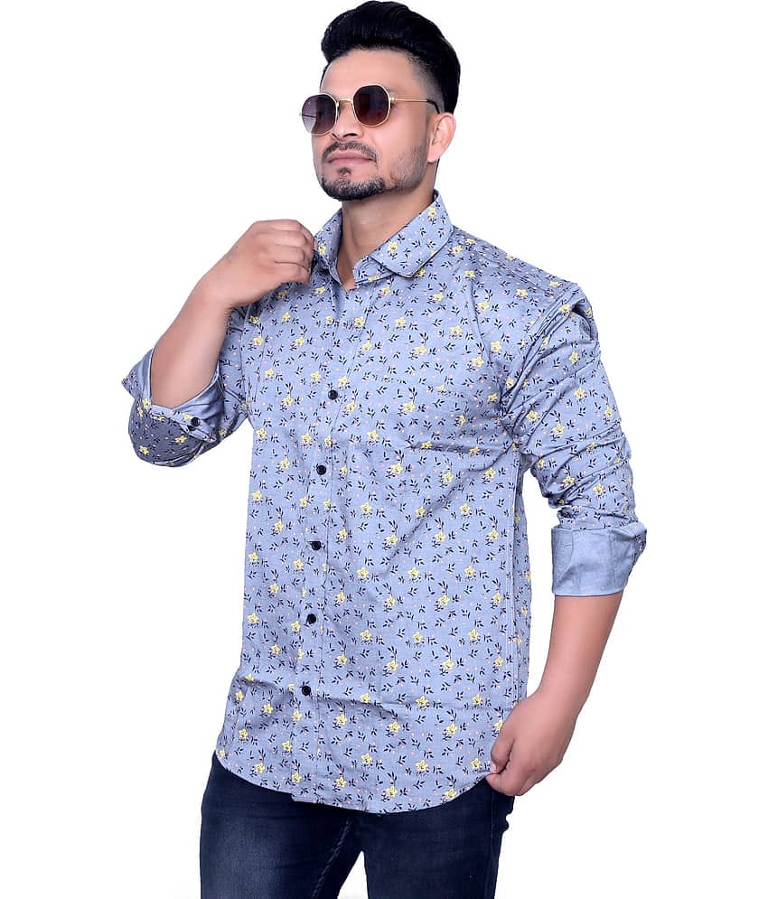 Aish N Ridh Cotton Regular Fit Printed Men's Casual Shirt - Grey ( Pack of 1 )