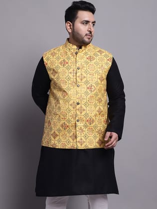 Men's Cotton Linen Yellow & Multi Printed-44
