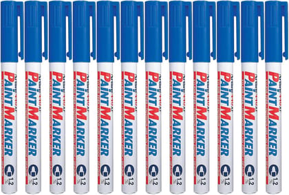 Artline 440XF Paint Markers for Wood, Plastic, and Canvas, The Ideal Waterproof Marker for Indoor/Outdoor Applications, Opaque Permanent Markers with 1.2 mm Bullet Tip, Blue, Pack of 12
