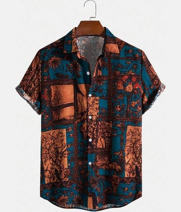 AAPSKA Poly Cotton Regular Fit Printed Half Sleeves Men's Casual Shirt - Blue ( Pack of 1 )