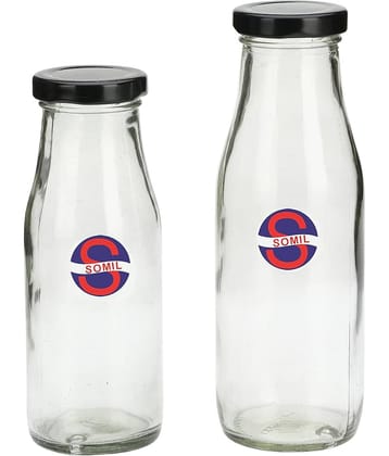 Afast Glass Storage Bottle, Clear, Pack Of 2, 300 ml
