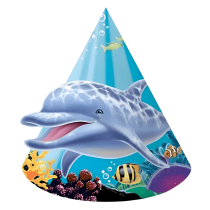 Underwater Theme Cone Shape Party Hat - 8PC