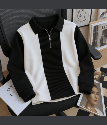 Try This Men Cotton Blend Regular Fit Colorblock Polo T Shirt ( Black )