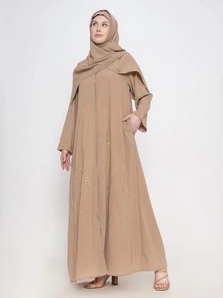 Embroidered Abaya With Scarf-XS