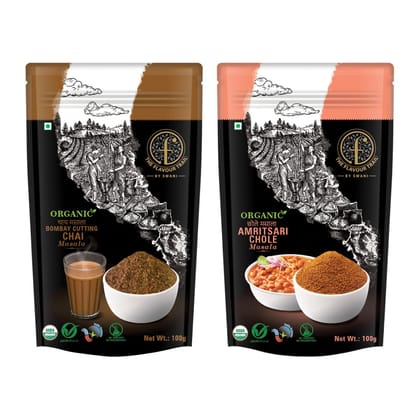 The Flavour Trail - Organic Bombay Cutting Chai Masala, Amritsari Chole Masala, 100gms Each | Organically Farmed & Pesticide-Free