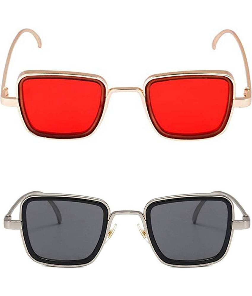 Kanny Devis - Gold Rectangular Sunglasses ( Pack of 2 )