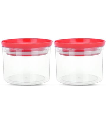 HomePro - Round Container | Airtight | Silicone Cap | Red | Plastic Utility Container | Set of 2 - 500 ml