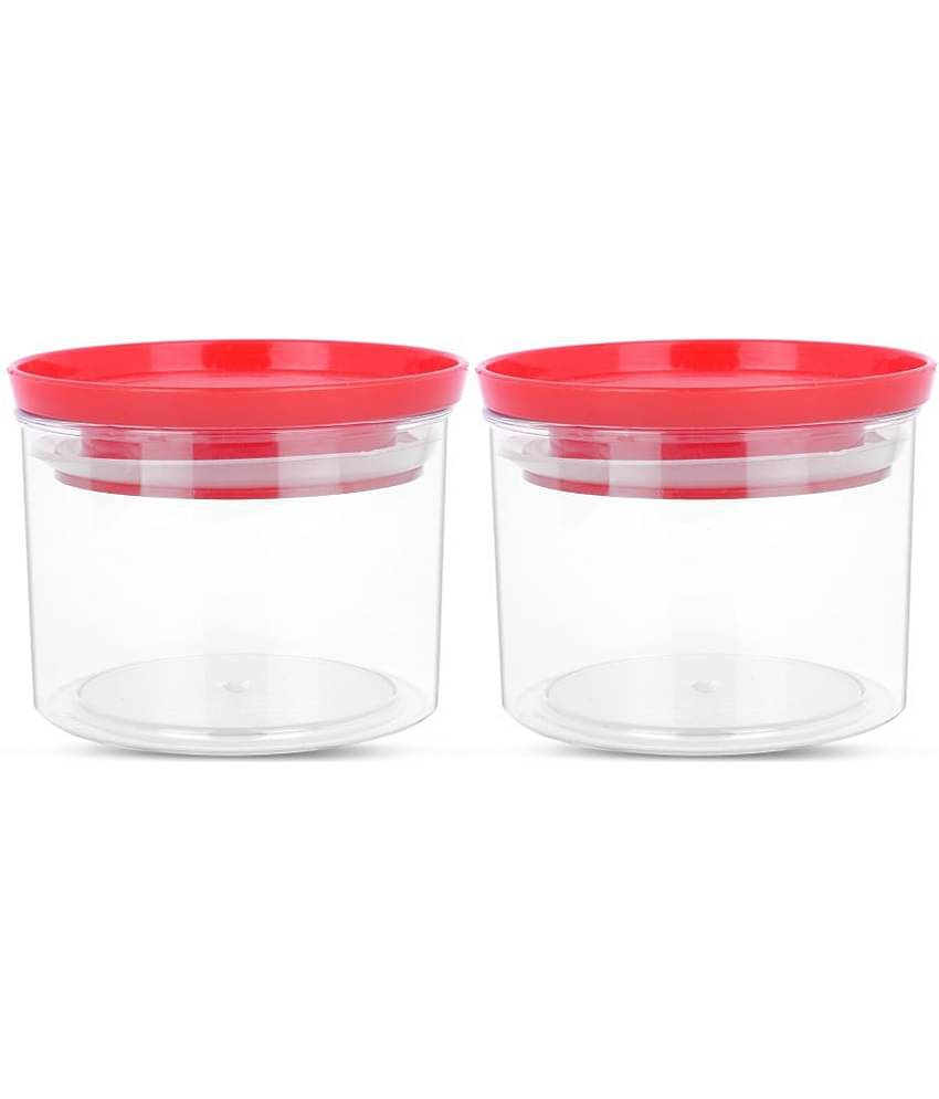 HomePro - Round Container | Airtight | Silicone Cap | Red | Plastic Utility Container | Set of 2 - 500 ml