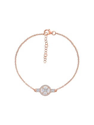 Rose Gold Halo Design Cluster Bracelet For Women