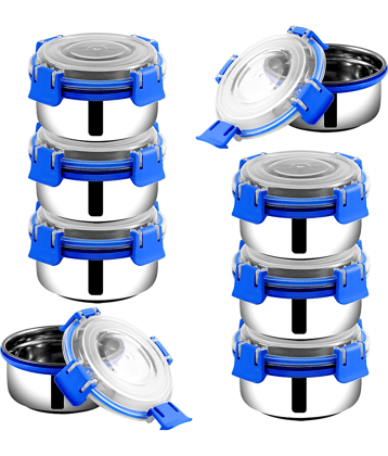 BOWLMAN Smart Clip Lock Steel Dark Blue Food Container ( Set of 8 )