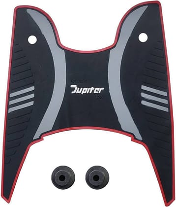 AUTOXYGEN Anti skid Scooter/Scooty Foot Mat Rubber Floor Mat Accessories for TVS Jupiter 125 (Black, Grey & Red)