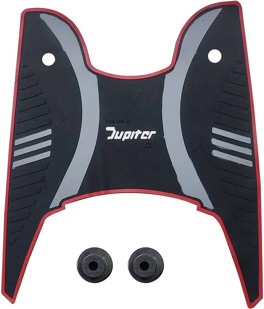 AUTOXYGEN Anti skid Scooter/Scooty Foot Mat Rubber Floor Mat Accessories for TVS Jupiter 125 (Black, Grey & Red)