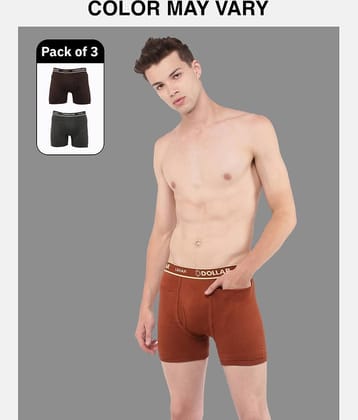 Dollar Lehar Mens Combed Cotton Trunk - Pack of 3 - (Colour May Vary)