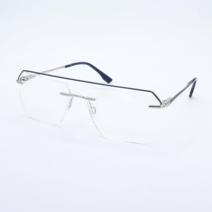 Lensoz Elite X Luxe Rimless Geometric - Narrow - Silver & Master Blue