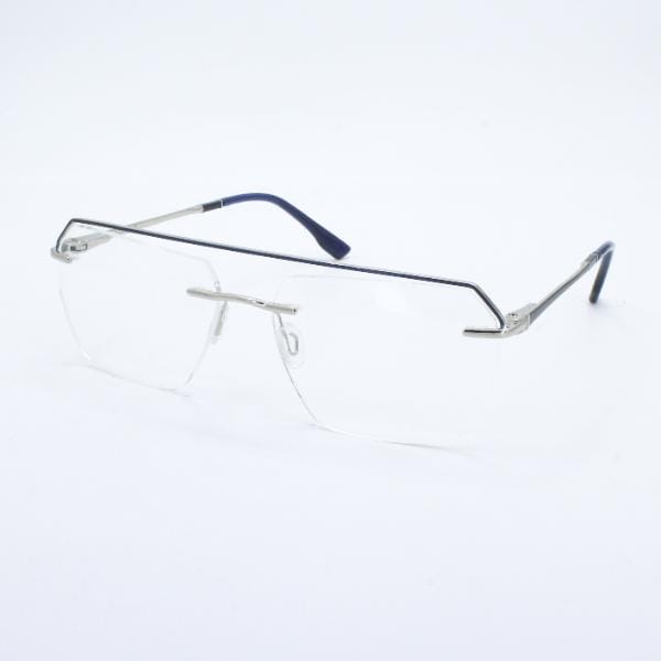 Lensoz Elite X Luxe Rimless Geometric - Narrow - Silver & Master Blue