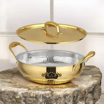 Pure Brass Karhai For Frying And Cooking Premium Finish-2 litres