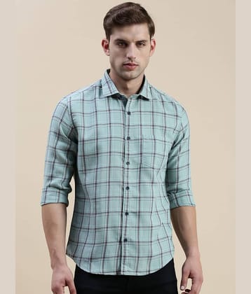 Showoff Cotton Blend Regular Fit Checks Full Sleeves Men's Casual Shirt - Sea Green ( Pack of 1 )