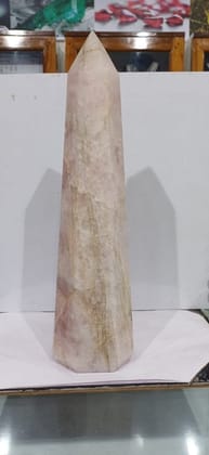 Large Rose Quartz Obelisk Tower – Heart Stone Energy Generator by Ratnajyoti
