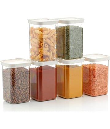 iview kitchenware Dal/Pasta/Grocery Plastic White Dal Container ( Set of 6 )