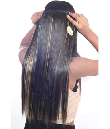 VSAKSH Straight Clip In Hair Extension Black & Golden