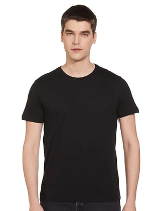 Men's Cotton Regular Fit Half Sleeves Crew Neck Solid Lounge T-Shirt