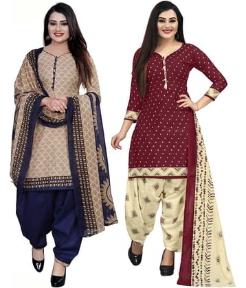 Rajnandini Unstitched Cotton Blend Printed Dress Material - Multicolor ( Pack of 2 )