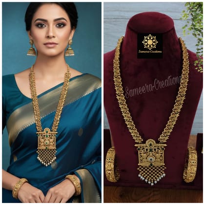 30 inch Matte Finish Nacklece with Earring and Matte Finish Bangle size ..2.8