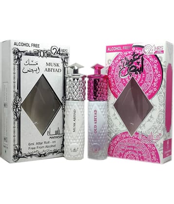MANASIK   MUSK ABIYAD & OUD ABIYAD  Concentrated   Attar Roll On 6ml .  ( COMBO SET )