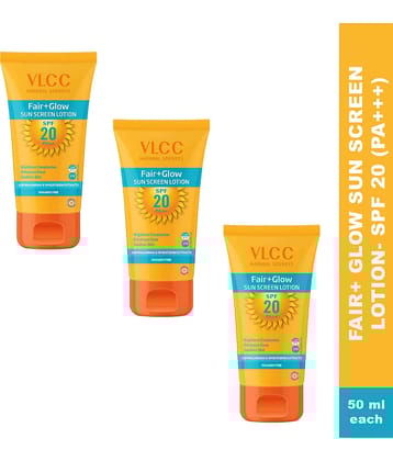 Vlcc Fair +Glow Sun Screen Lotion Spf20 Pa++ , 50Ml(Pack Of 3)