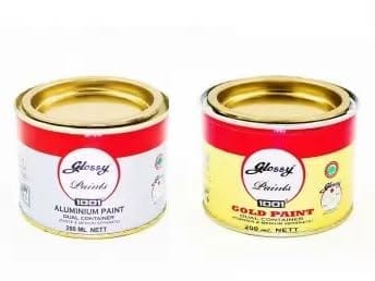 1001 ALUMINIUM PAINT + GOLD PAINT COMBO 200ML+200ML DUAL PACK BEST FINISH ALUMINIUM (SILVER), GOLD Enamel Wall Paint (400)